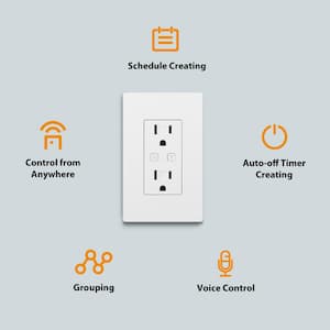 Smart 15 Amp 120-Volt Tamper Resistant White Duplex Outlet Powered by Hubspace (1-pack)