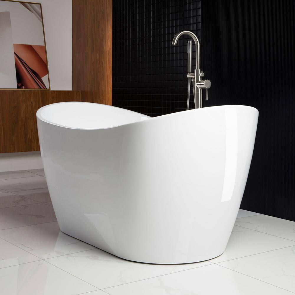 59'' White Acrylic Freestanding Double Slipper Soaking Tub