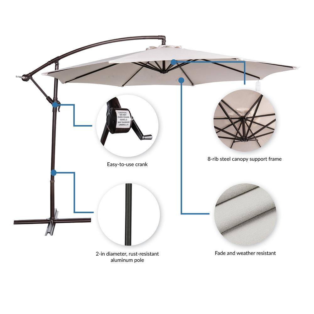 Champagne 10-ft Cantilever Umbrella with Breez-Tex Canopy