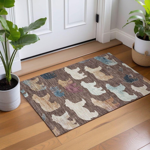 Chantille Machine Washable Indoor/Outdoor Abstract ACN2338 Chocolate 2 ft. x 3 ft. Accent Rug