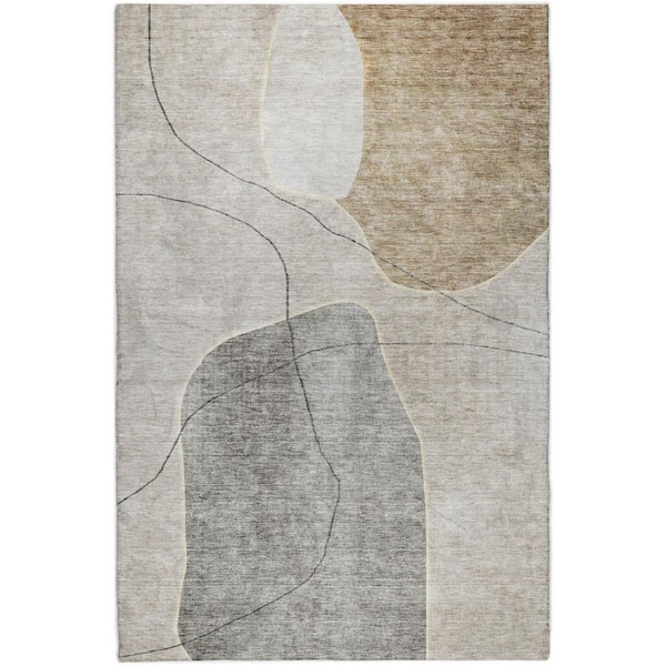 Dream Shag Premium Machine Washable Abstract ADS672 Beige 9 ft. x 12 ft. Area Rug