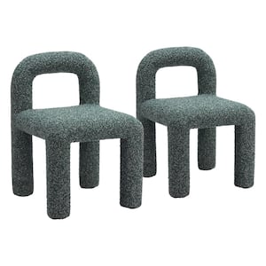 Arum Snowy Green Shearling Style Fabric Dining Chair - (Set of 2)