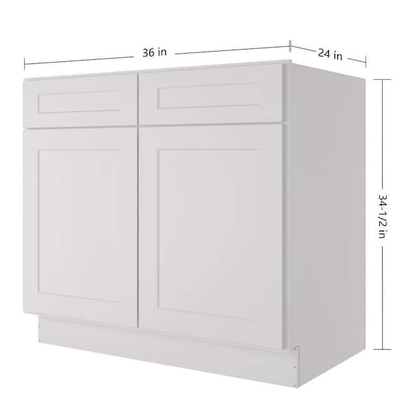 HOMEIBRO Newport Light Shaker Dove Plywood Ready to Assemble 2-Door 2-Drawer Base Kitchen Cabinet (36 in. x 34.5 in. x 24 in.）