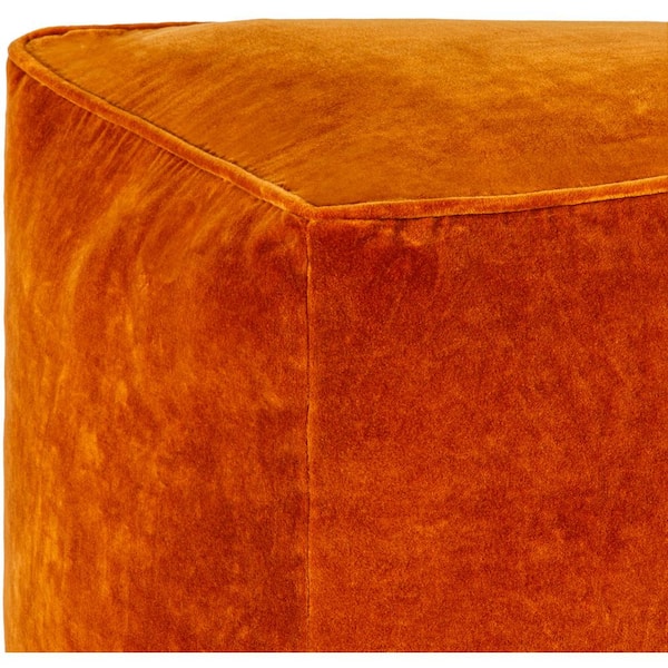 Artistic Weavers Cotton Velvet Bright Orange Modern 16 in. L x 16 in. W x  16 in. H Pouf CVPF020-161616 - The Home Depot
