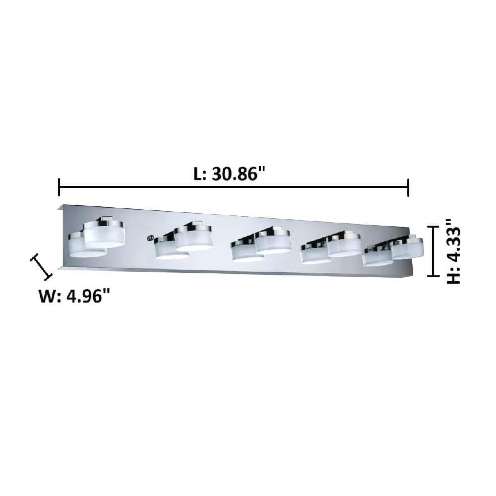 Romendo Chrome 30.86" Dimmable LED Vanity Sconce