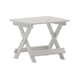 White Rectangle Faux Wood Resin Market Outdoor Side Table