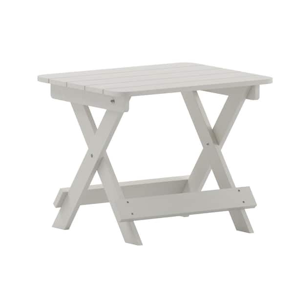 TAYLOR + LOGAN White Rectangle Faux Wood Resin Market Outdoor Side Table