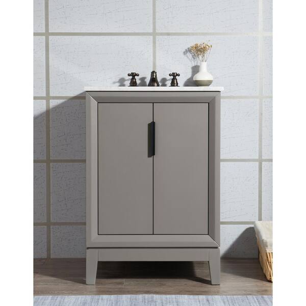 Water Creation Elizabeth Collection 24 in. Bath Vanity in Cashmere Grey With Vanity Top in Carrara White Marble - Vanity Only