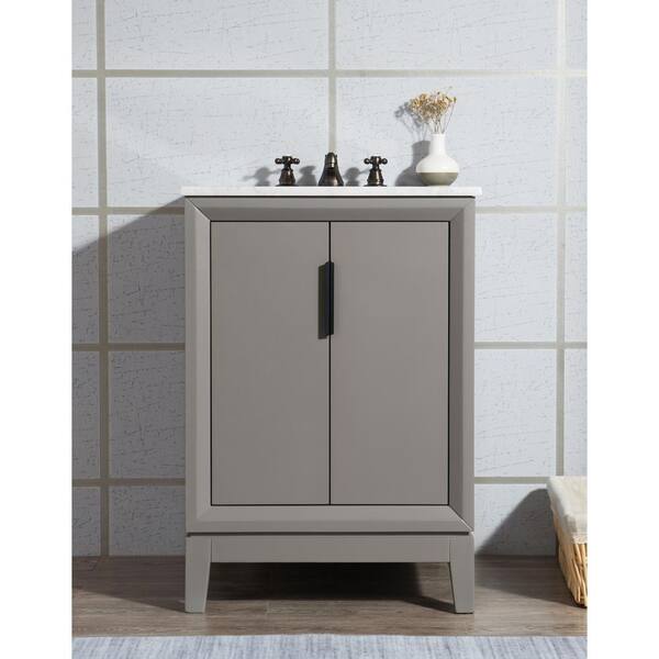 Water Creation Elizabeth Collection 24 in. Bath Vanity in Cashmere Grey With Vanity Top in Carrara White Marble - With Mirror(s)