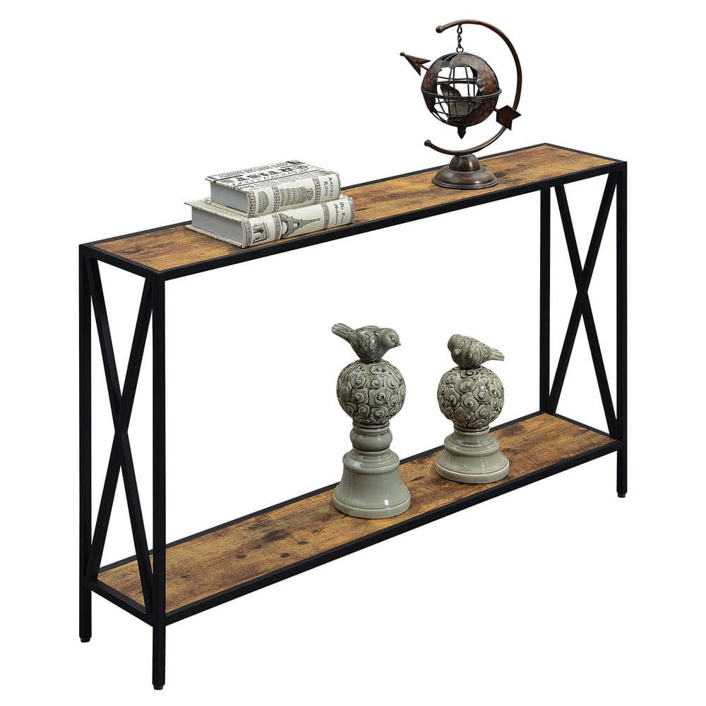Tucson Modern Barnwood & Black Console Table with Storage Shelf