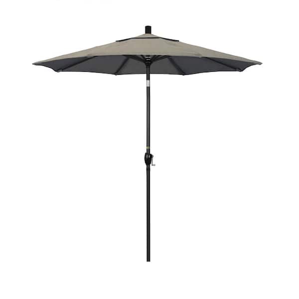 California Umbrella 7.5 ft Stone Black Aluminum Market Patio Umbrella with Push 