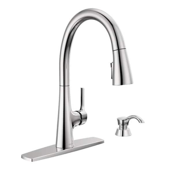 Delta Bacuri Single Handle Pull-Down Sprayer Kitchen Faucet with Shield Spray and Soap Dispenser in Chrome