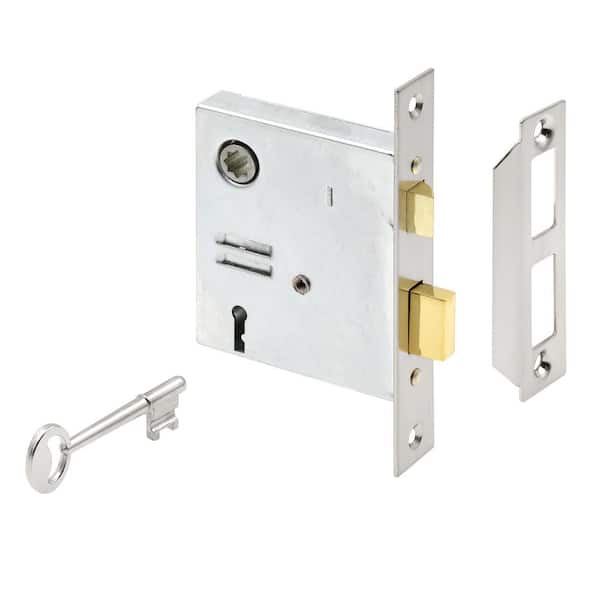 Vintage Indoor Mortise Lock Kit, Satin Nickel, Skeleton Key, Backset, 1/4" Max Square Spindle, Reversible (Single Pack)