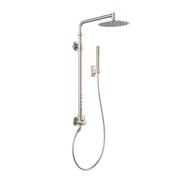 PULSE Showerspas Atlantis 1-Spray Setting 1.8 GPM Wall Mounted 10 in. Fixed and Handheld Shower Head with Body Jets in Brushed Nickel