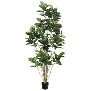 7 ft. Green Artificial Rubber Tree in Pot