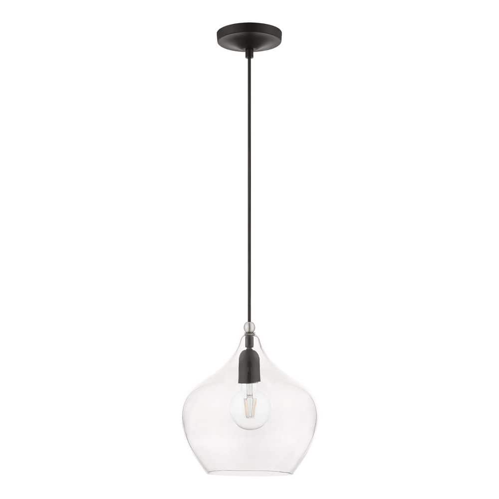 Aldrich Black and Brushed Nickel Glass Pendant Light