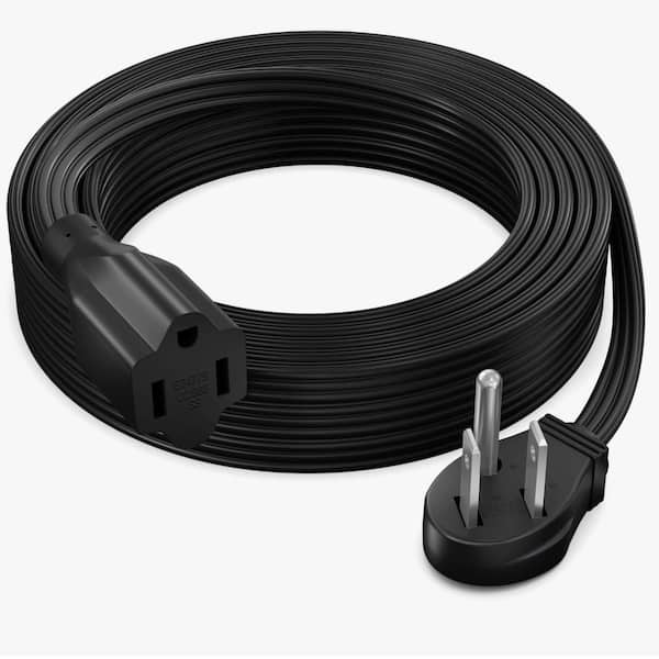 20 ft. 16/3 Light Duty Indoor Extension Cord Angled Flat Plug Flat Wire, 13Amps, Black
