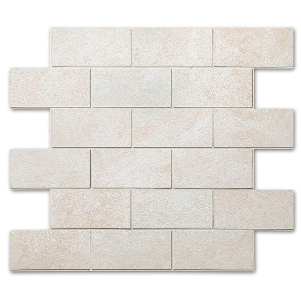 Yipscazo Subway Collection Creamy Stone 12 in. x 12 in. PVC Peel and Stick Tile (5 sq. ft./5-Sheets)