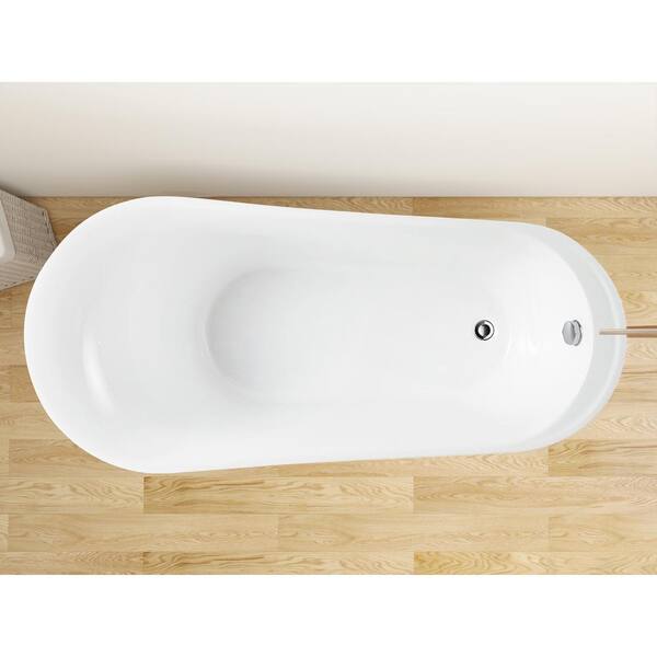 Cannes 67 in. Acrylic Flatbottom Freestanding Bathtub in White Cannes 67 in. Acrylic Flatbottom Freestanding Bathtub in White