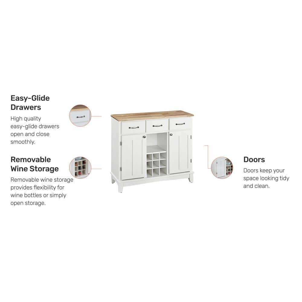 Homestock Beachy Boho White and Natural Wood Buffet Server