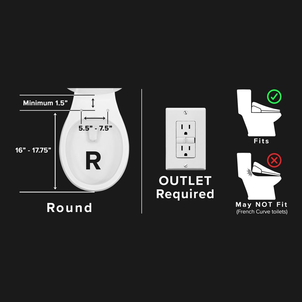 White Electric Bidet Toilet Seat with Heated Seating and Control Panel