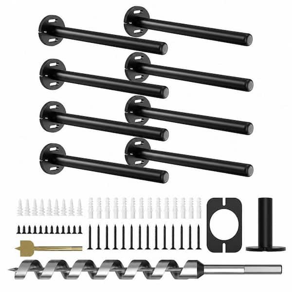 8-Pack 8 in. L Black Wall Shelf Brackets, Decorative Floating Shelf Bracket, Invisible Shelving Brackets