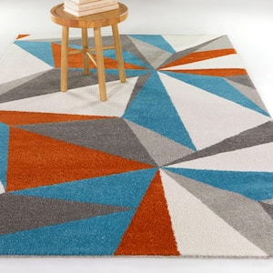 Jayce Geometric Blue 5 ft. 3 in. x 7 ft. Indoor Area Rug