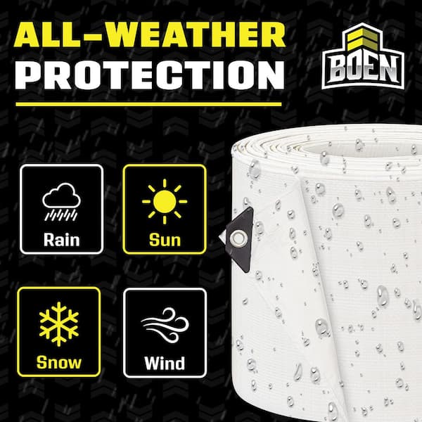 BOEN 8 ft. x 10 ft. Heavy-Duty Commercial White Tarp Cover 10 Mil