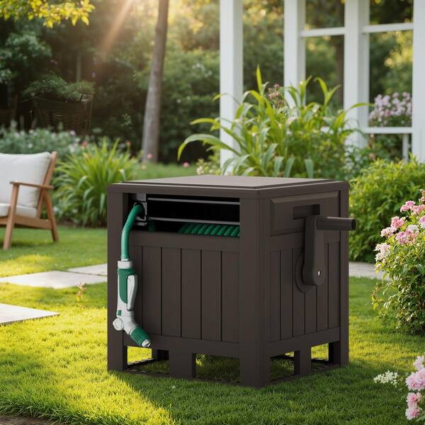 Tozey Outdoor Garden Resin 160 ft. Slide Trak Hideaway Hose Reel