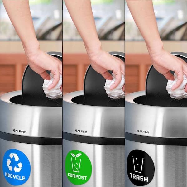 17 Gal. Stainless Steel Indoor Recycling Receptacle and Vented Trash Compost Vented Trash Can with Swivel Lid (3-Pack)