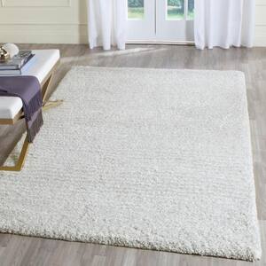 Ultimate Shag Silver/Ivory 3 ft. x 5 ft. Solid Area Rug