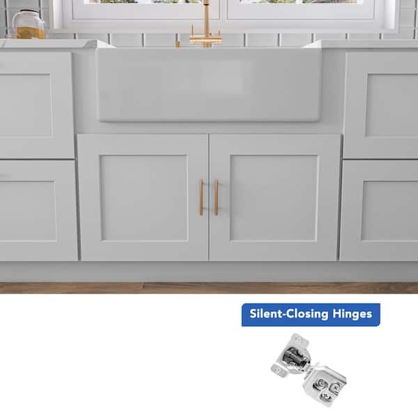 36 in. W x 24 in. D x 34.5 in. H Ready to Assemble Solid Wood Shaker Farm Sink Base Kitchen Cabinet in White