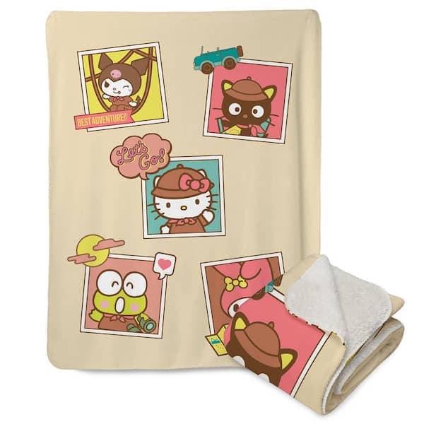 THE NORTHWEST GROUP Sanrio Hello Kitty and Friends Adventure Scrapbook Mink Sherpa Multicolor Throw Blanket