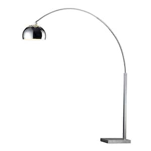 Penbrook Arc 70 in. Chrome Floor Lamp with White Marble Base