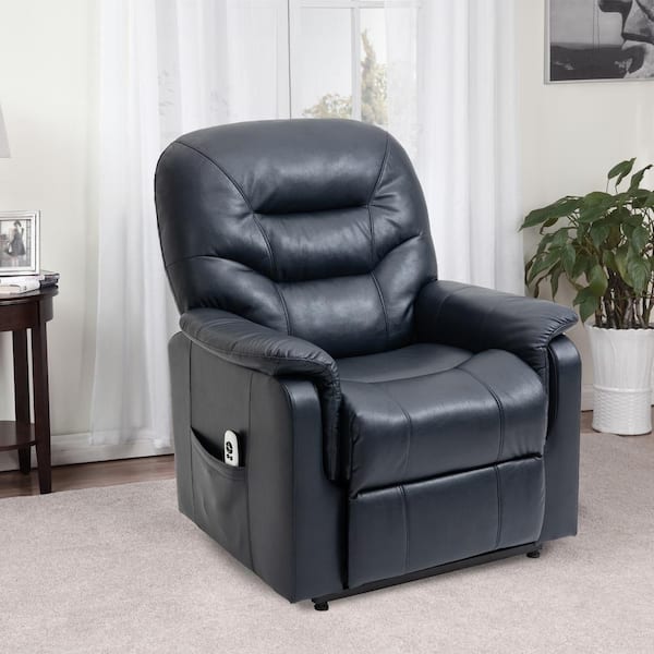 Clihome Ergonomic Blue Faux Leather, Blue Leather Riser Recliner Chairs