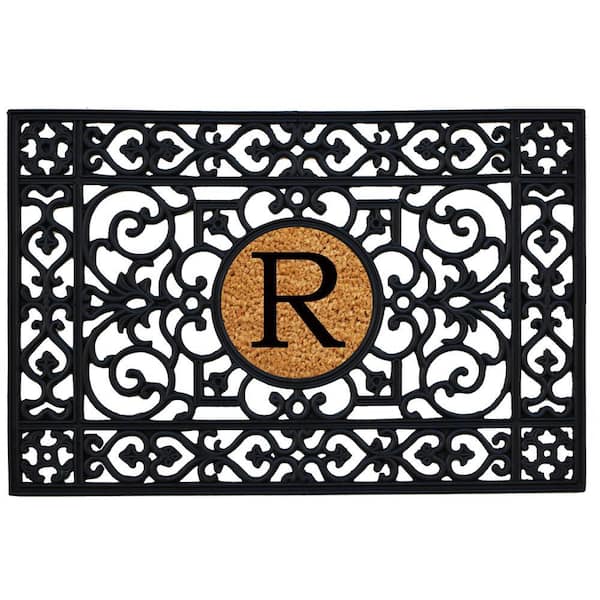 24 in. x 36 in. Rubber Monogrammed R Door Mat