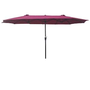 15 x 9 ft. Double-Sided Patio Umbrella Outdoor Market Table Garden Extra Large Waterproof Twin Umbrellas