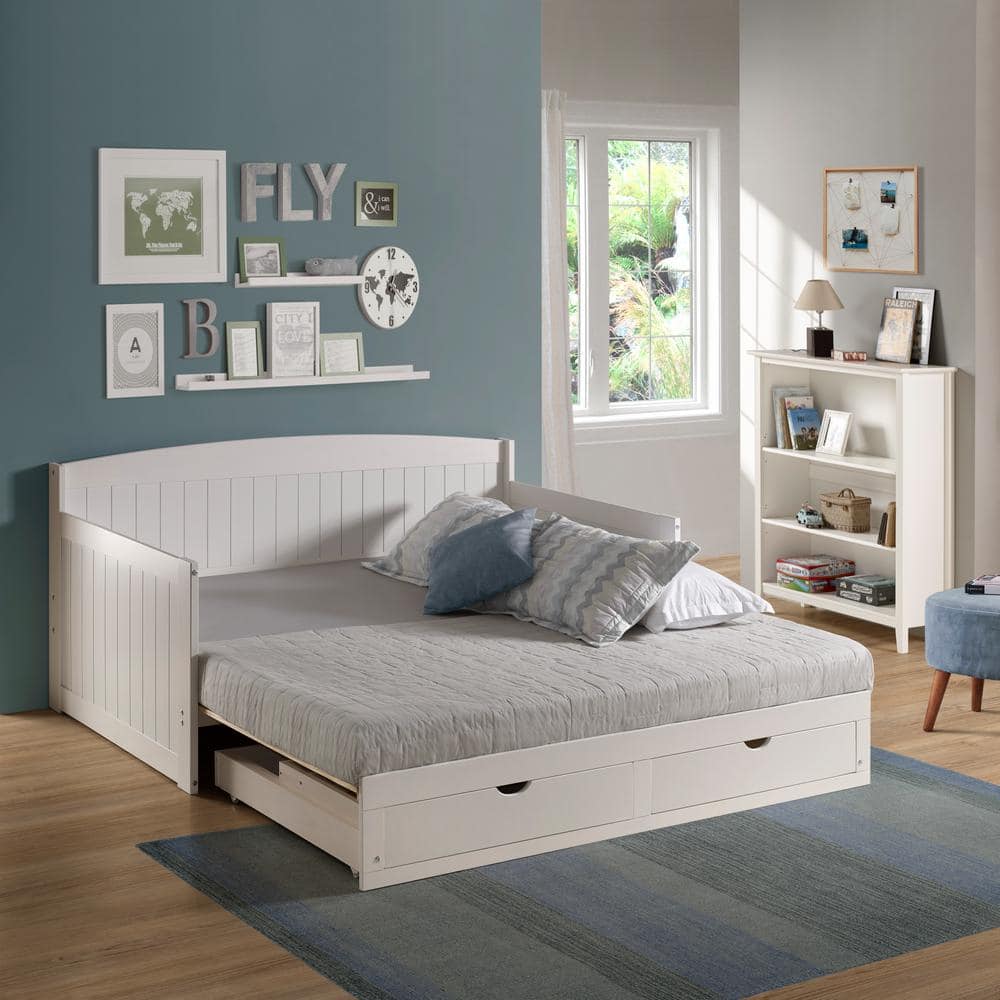 Harmony 1-Piece White Twin Daybed with King Conversion