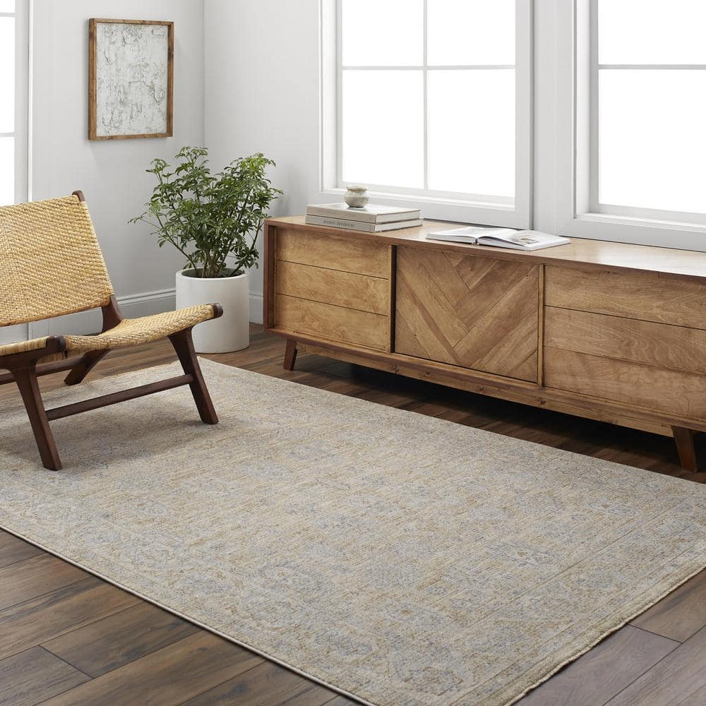 Modern Elegance Gray Synthetic 7'10" x 10'3" Easy-Care Rug