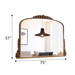 Vintage 35.4 in. W x 23.6 in. H Resin Frame Arch Antiqued Gold Mirror Decorative Mirror for Wall