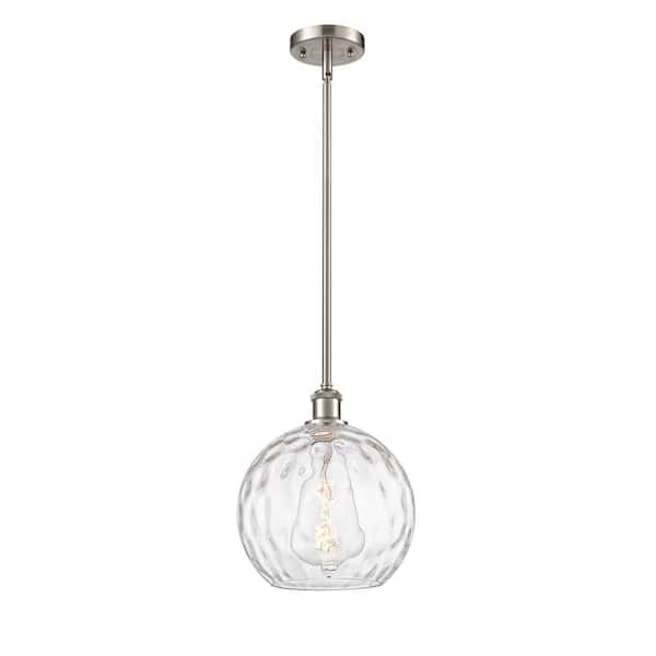 Athens Water Glass 1-Light Brushed Satin Nickel Globe Pendant Light with Clear Water Glass Shade