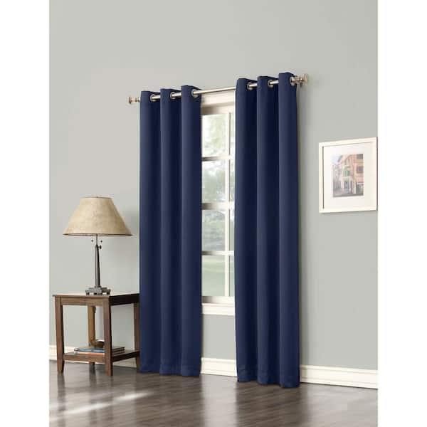 Sun Zero Navy Woven Thermal Blackout Curtain - 40 in. W x 95 in. L