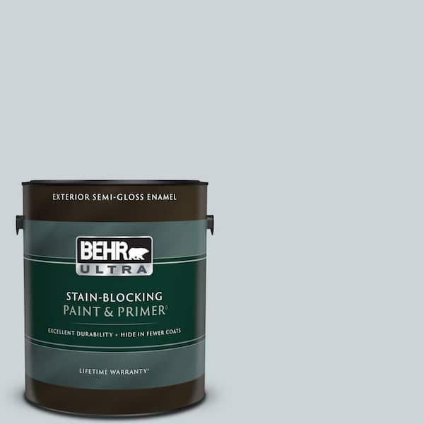 BEHR ULTRA 1 gal. #N470-1 Ash Blue Semi-Gloss Enamel Exterior Paint & Primer