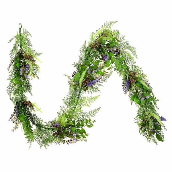 Vickerman 6 ft. Green/Purple Artificial Maytime Other Garland.