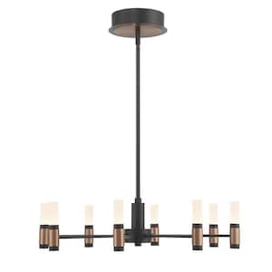 Albany 304-Watt Integrated LED Black/Brass Candle-Style Chandelier with Frosted White Acrylic Shades