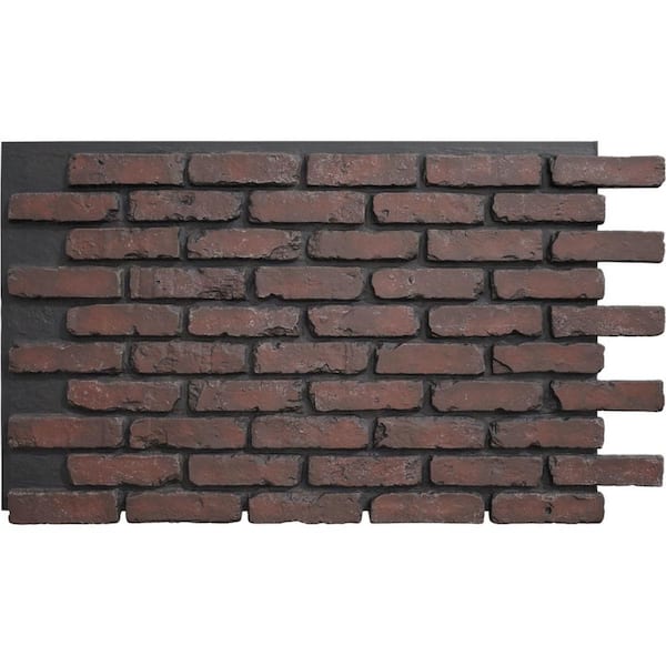 EverStone Aged Brick Faux Brick Panel, 46 7/8"W x 27"H x 1 1/4"D, Cinder Color