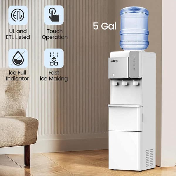 Elexnux Top Loading 3-in-1 White Hot Cold Water Cooler Dispenser