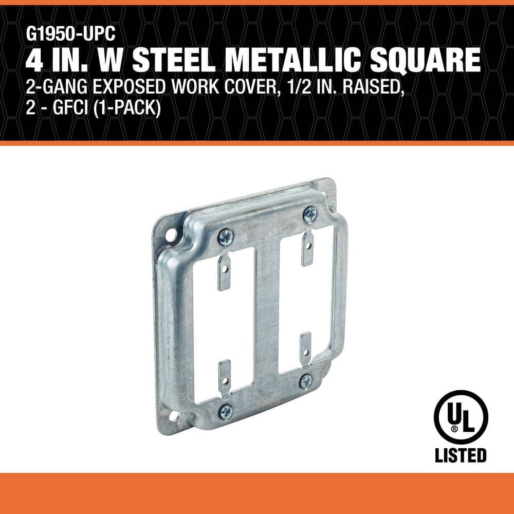 Galvanized Steel 2-Gang Square GFCI Box Cover