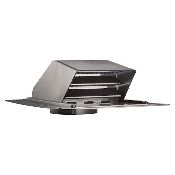 6 in. ABS Plastic Roof Exhaust Vent with Damper, Screen, and Removable Collar, Black, 356