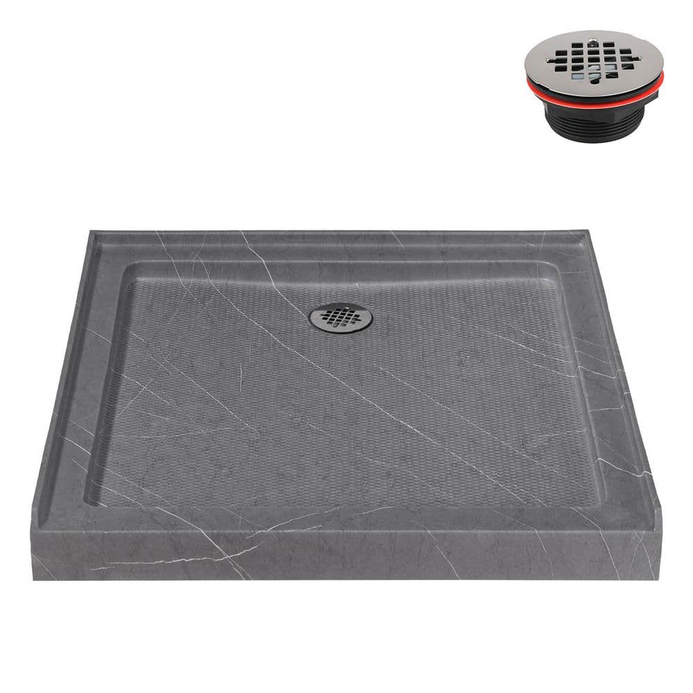 36 in. x 36 in. Alcove Acrylic Shower Pan Base in Matte Grey with Center Drain Included price history on PriceWatchPro